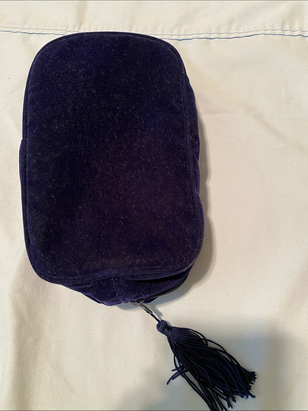 Plush Velvet Cosmetic Pouch in Deep Navy